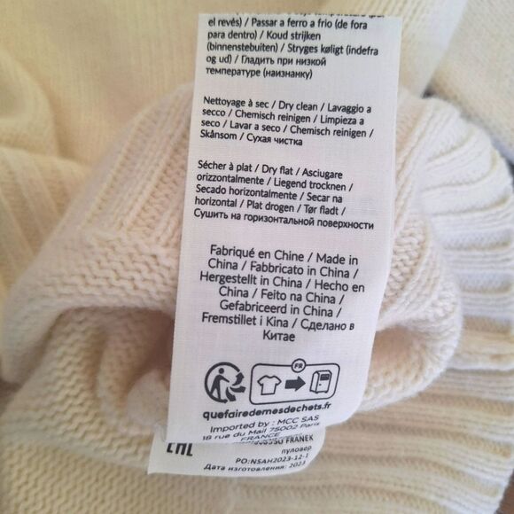 NOTSHY Cashmere France Sweater Jumper Nupp Stitch Cable Knit Cream L Relaxed Fit - Picture 16 of 16